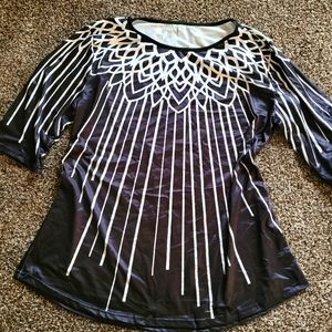 Black and White Tunic Top XL Boutique 3/4 Sleeve